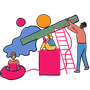 Illustration of young people working and being creative