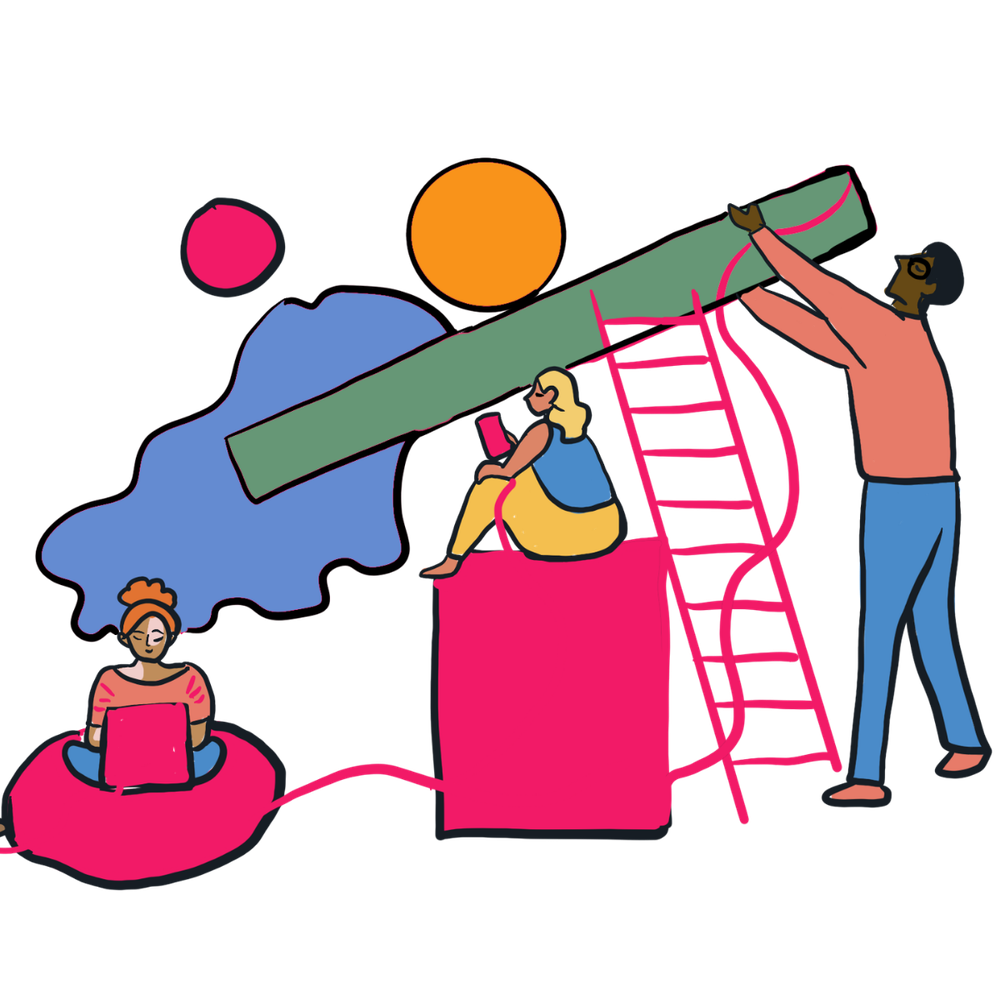 Illustration of young people working and being creative