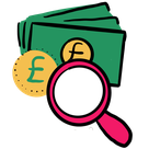 Illustration of a magnifying glass and money