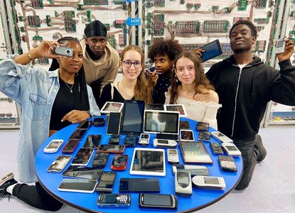 Students with outdated tech devices, courtesy of the Centre for Computing History (funded via Museums Association)