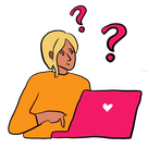 Illustration of a person on their laptop asking a question