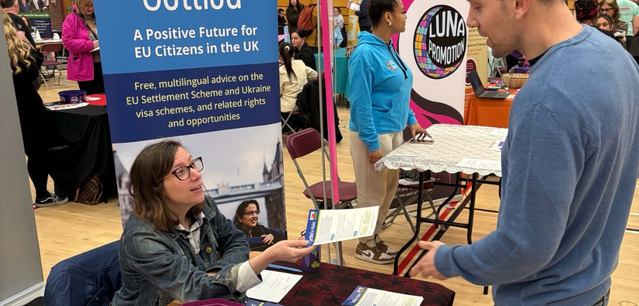 Settled providing outreach at a jobs fair in Cardiff